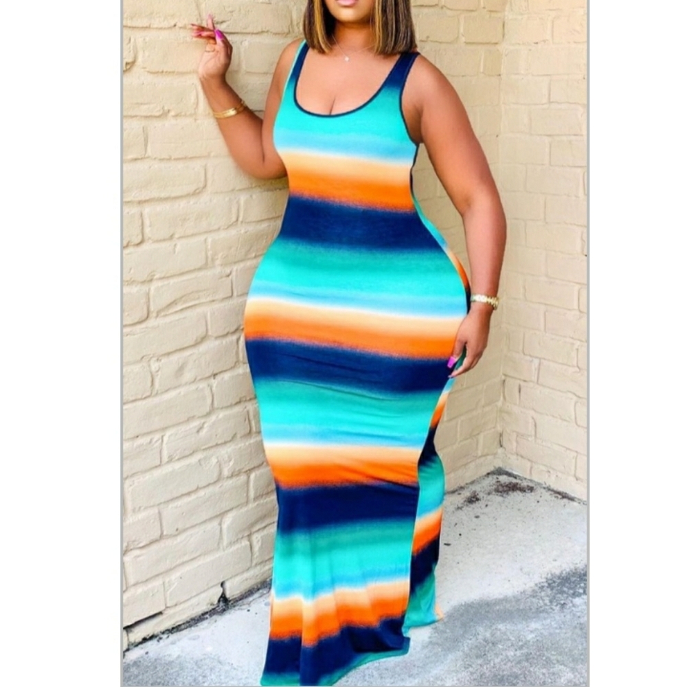 Blue Striped Maxi